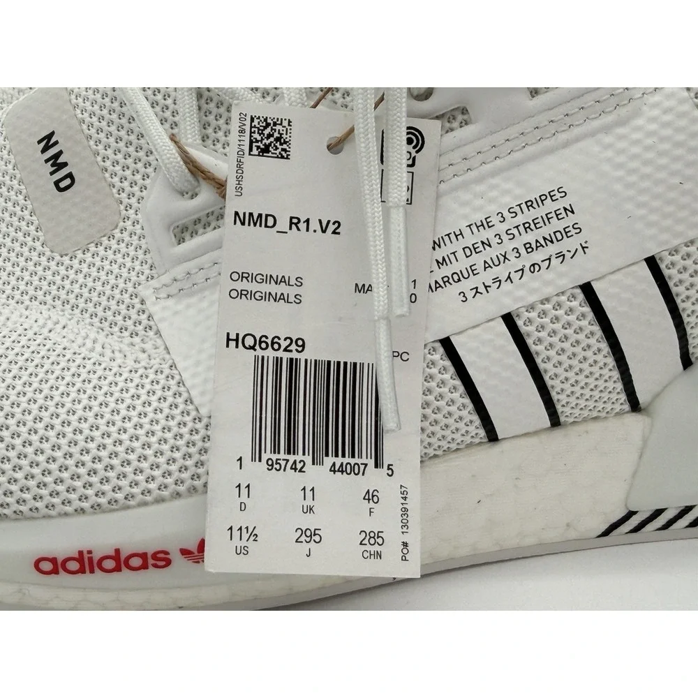 Size 11.5 - adidas NMD_R1 V2 JD Sports Exclusive White Black Scarlet HQ6629